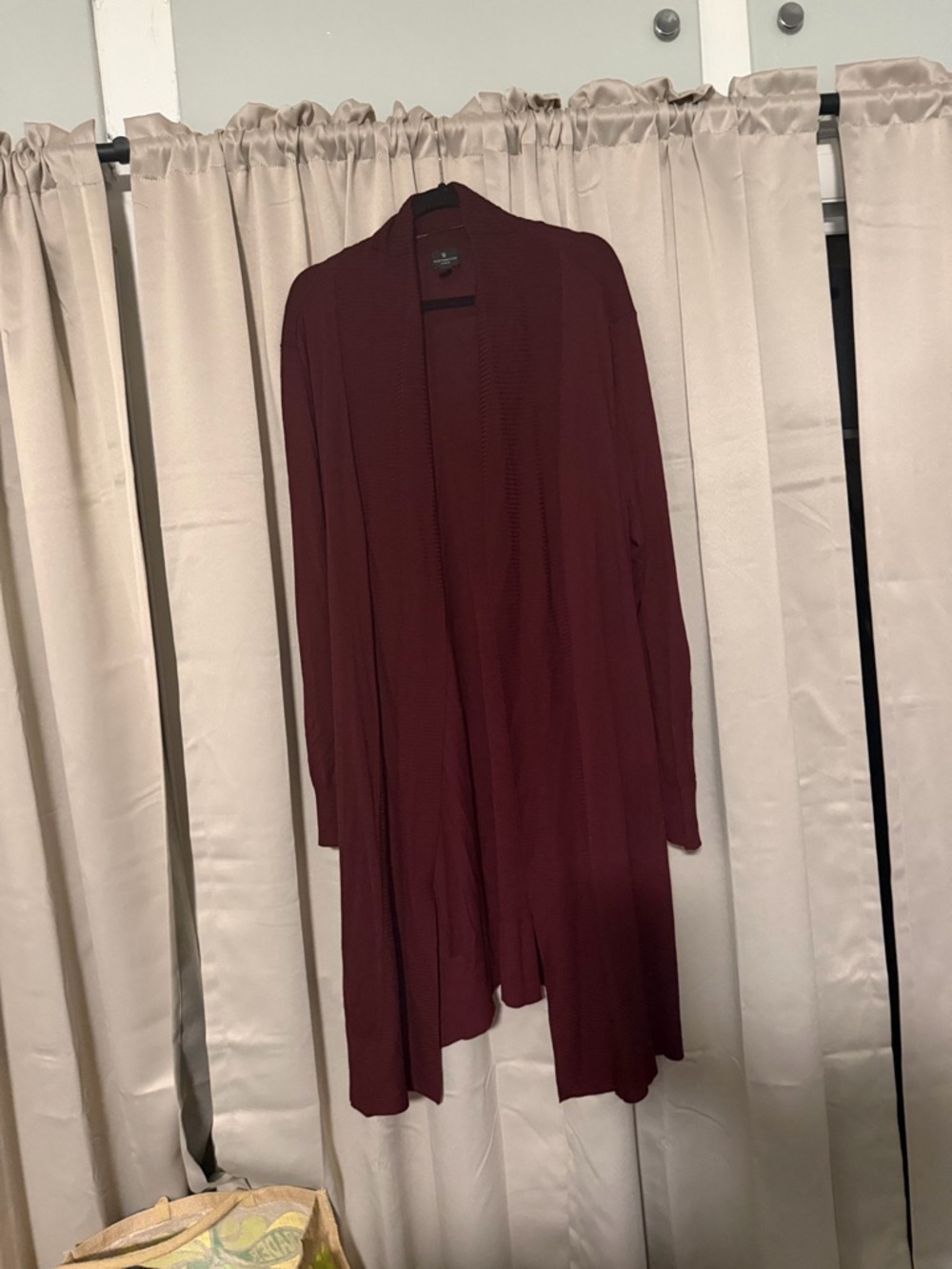 Women's Open-Front Long Cardigan Sweater - Burgundy
